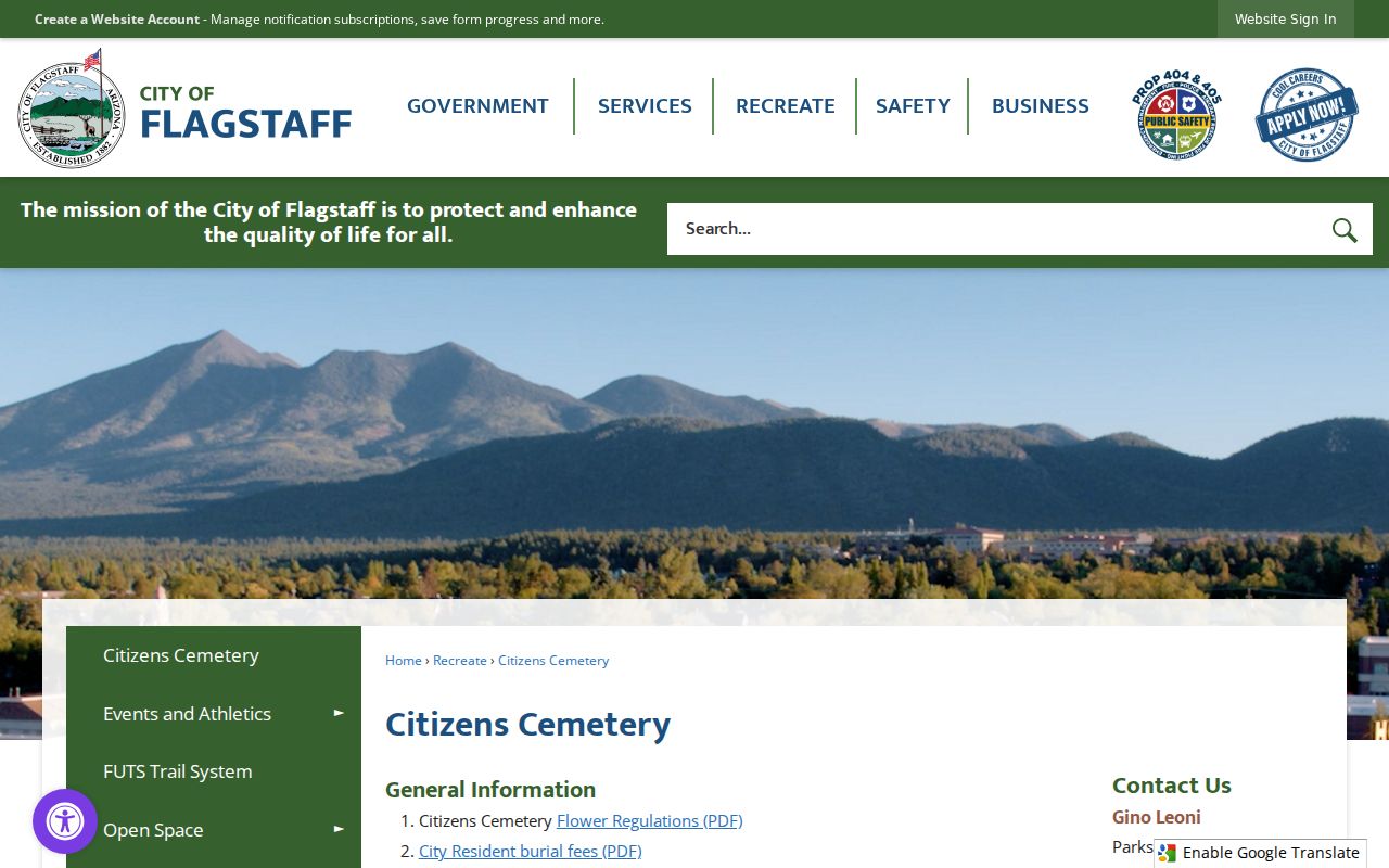 Flagstaff city directory research companion at Citizens Cemetery